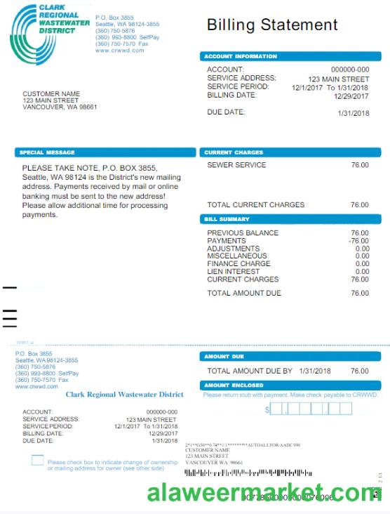 USA CRWWD utility bill Word and PDF template
